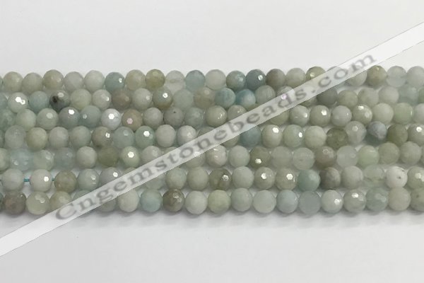 CAQ911 15.5 inches 6mm faceted round aquamarine beads wholesale