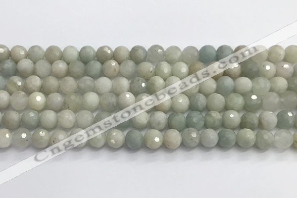 CAQ912 15.5 inches 8mm faceted round aquamarine beads wholesale