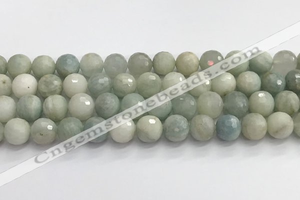 CAQ914 15.5 inches 12mm faceted round aquamarine beads wholesale