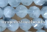 CAQ922 15.5 inches 6mm faceted nuggets aquamarine gemstone beads