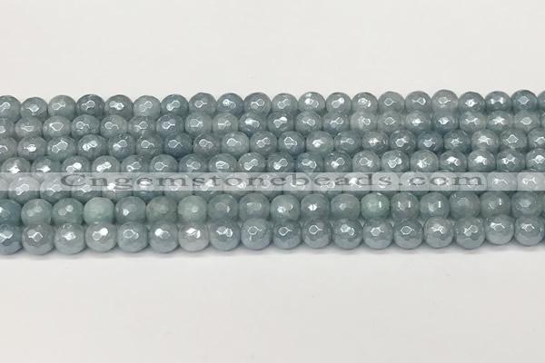 CAQ925 15 inches 6mm faceted round AB-color imitation aquamarine beads
