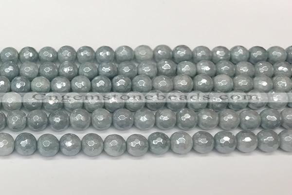 CAQ926 15 inches 8mm faceted round AB-color imitation aquamarine beads