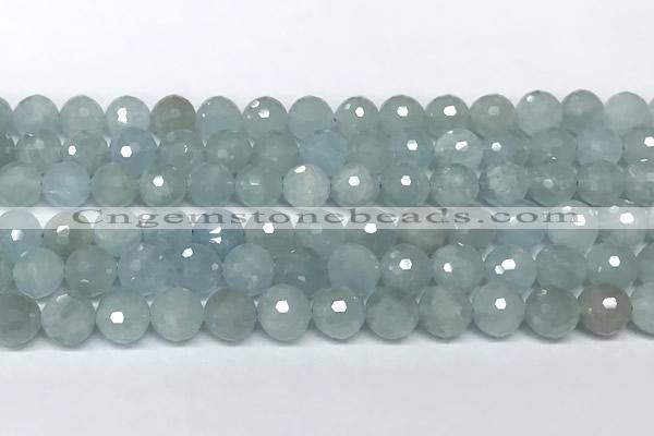 CAQ946 15 inches 8mm faceted round aquamarine beads