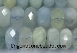 CAQ954 15 inches 6*8mm faceted rondelle aquamarine beads