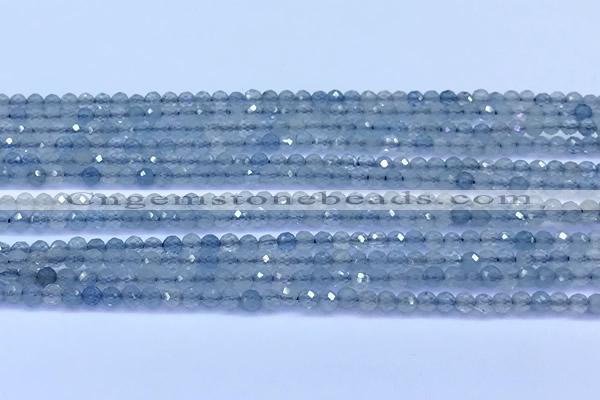 CAQ961 15 inches 3mm faceted round aquamarine beads
