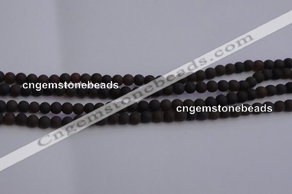 CAR208 15.5 inches 5mm - 6mm round matte natural amber beads