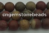 CAR361 15.5 inches 6mm round matte red artistic jasper beads