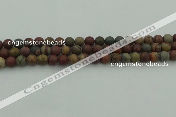 CAR361 15.5 inches 6mm round matte red artistic jasper beads