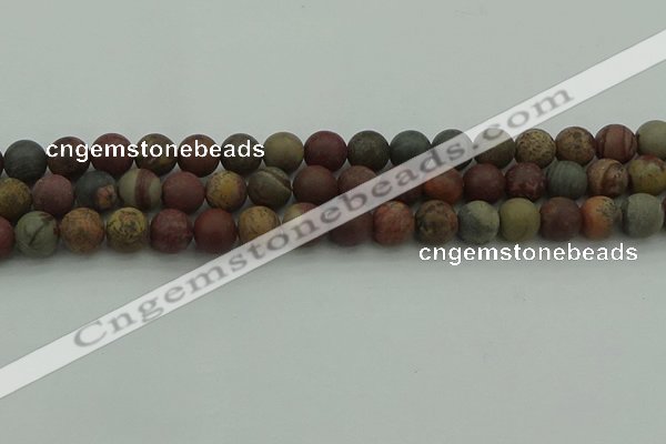 CAR362 15.5 inches 8mm round matte red artistic jasper beads