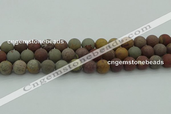 CAR364 15.5 inches 12mm round matte red artistic jasper beads