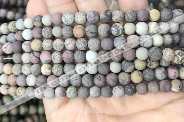 CAR370 15.5 inches 4mm round matte artistic jasper beads wholesale