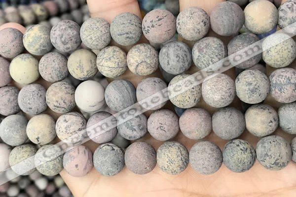 CAR373 15.5 inches 10mm round matte artistic jasper beads wholesale