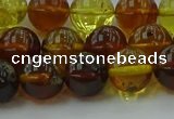 CAR503 15.5 inches 9mm - 10mm round natural amber beads wholesale