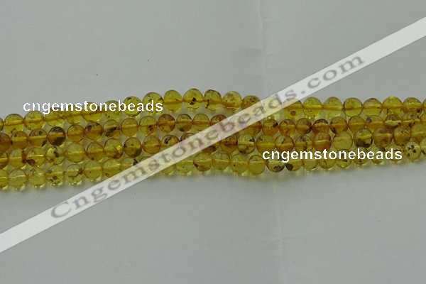 CAR521 15.5 inches 5mm - 6mm round natural amber beads wholesale