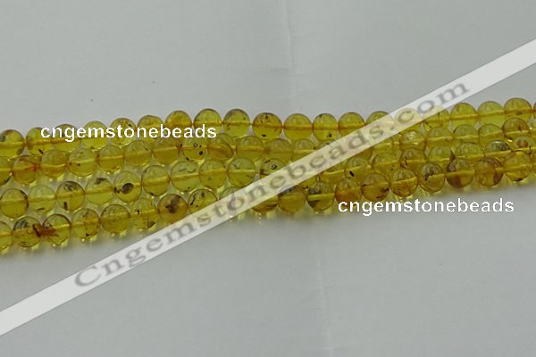 CAR522 15.5 inches 7mm - 8mm round natural amber beads wholesale