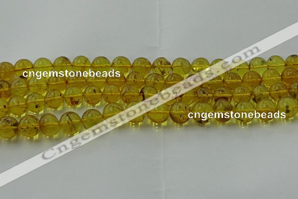 CAR524 15.5 inches 9mm - 10mm round natural amber beads wholesale