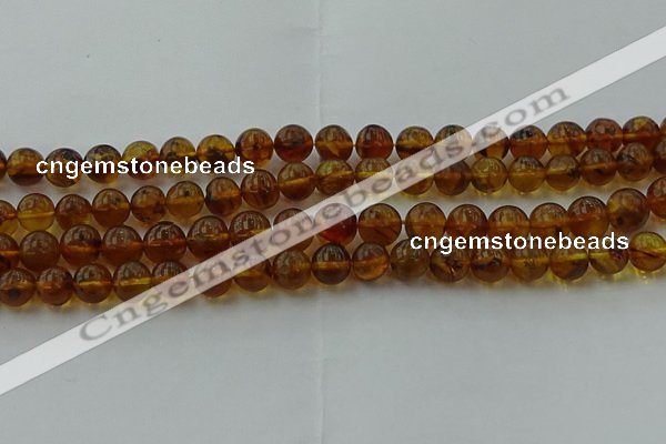 CAR527 15.5 inches 7mm - 8mm round natural amber beads wholesale