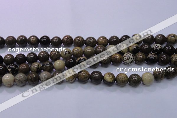 CAR53 15.5 inches 10mm round yellow artistic jasper beads