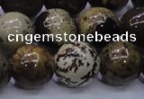 CAR55 15.5 inches 14mm round yellow artistic jasper beads