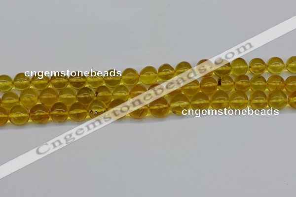 CAR564 15.5 inches 9mm - 10mm round natural amber beads wholesale