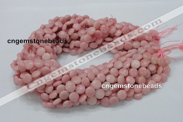 CAS15 15.5 inches 10mm flat round pink angel skin gemstone beads