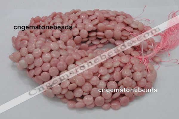 CAS16 15.5 inches 12mm flat round pink angel skin gemstone beads