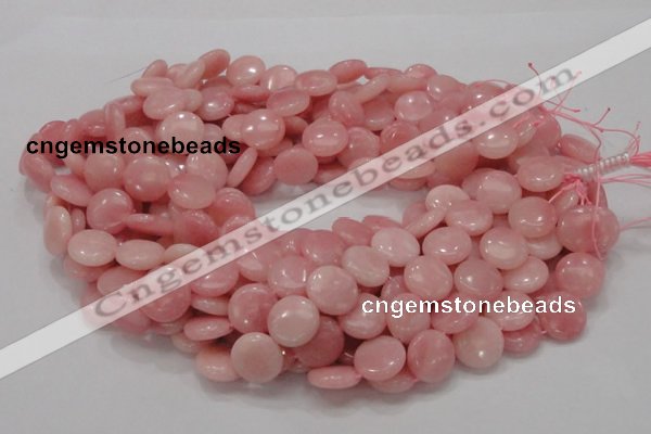 CAS17 15.5 inches 15mm flat round pink angel skin gemstone beads