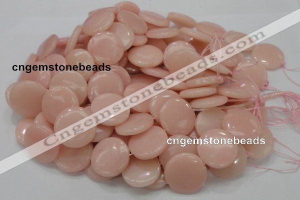 CAS18 15.5 inches 28mm flat round pink angel skin gemstone beads