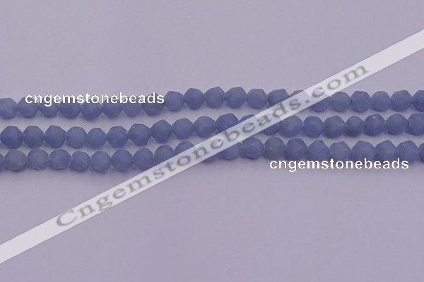 CAS210 15.5 inches 6mm faceted nuggets blue angel skin gemstone beads