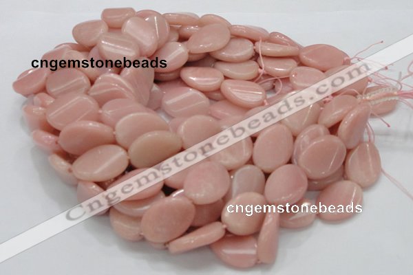 CAS28 15.5 inches 18*25mm twisted oval pink angel skin gemstone beads