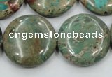 CAT07 15.5 inches 25mm flat round natural aqua terra jasper beads