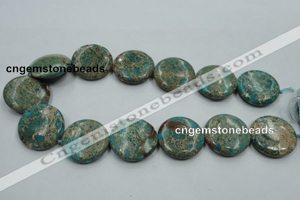 CAT08 15.5 inches 30mm flat round natural aqua terra jasper beads