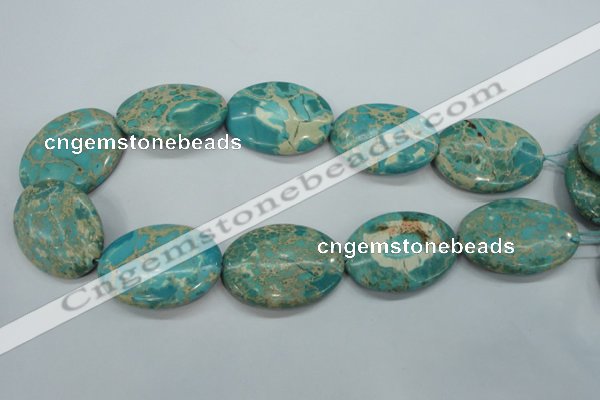 CAT101 15.5 inches 30*40mm oval dyed natural aqua terra jasper beads