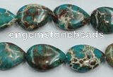 CAT11 15.5 inches 13*18mm flat teardrop natural aqua terra jasper beads