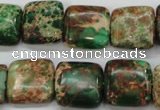 CAT115 15.5 inches 16*16mm square dyed natural aqua terra jasper beads