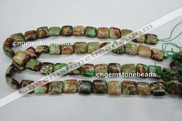 CAT115 15.5 inches 16*16mm square dyed natural aqua terra jasper beads