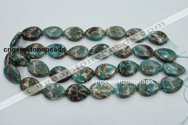 CAT12 15.5 inches 18*25mm flat teardrop natural aqua terra jasper beads