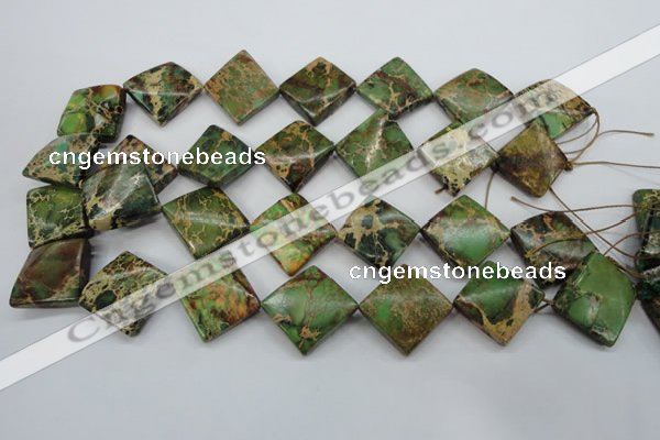 CAT134 22*22mm twisted diamond dyed natural aqua terra jasper beads
