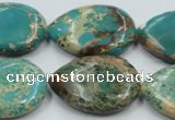 CAT14 15.5 inches 22*30mm flat teardrop natural aqua terra jasper beads