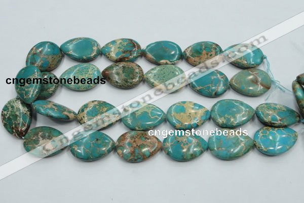 CAT14 15.5 inches 22*30mm flat teardrop natural aqua terra jasper beads