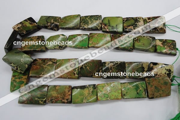 CAT142 18*25mm twisted rectangle dyed natural aqua terra jasper beads