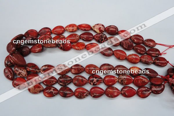 CAT174 15.5 inches 13*18mm flat teardrop dyed natural aqua terra jasper beads