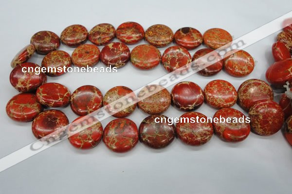 CAT195 15.5 inches 25mm flat round dyed natural aqua terra jasper beads