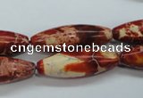 CAT208 15.5 inches 10*30mm rice dyed natural aqua terra jasper beads