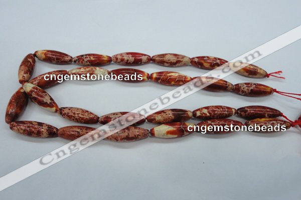 CAT208 15.5 inches 10*30mm rice dyed natural aqua terra jasper beads