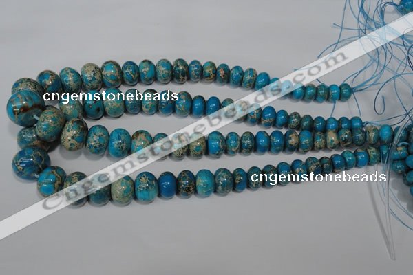 CAT302 15.5 inches 7*10mm – 15*20mm rondelle dyed aqua terra jasper beads