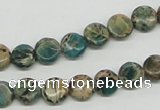 CAT5007 15.5 inches 8mm flat round natural aqua terra jasper beads