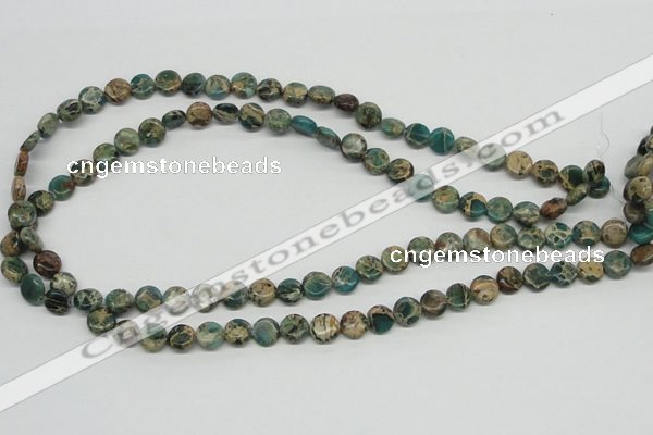 CAT5007 15.5 inches 8mm flat round natural aqua terra jasper beads