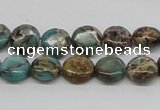 CAT5008 15.5 inches 10mm flat round natural aqua terra jasper beads