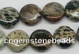 CAT5009 15.5 inches 16mm flat round natural aqua terra jasper beads